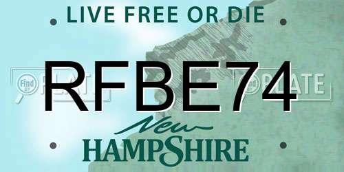 RFBE74 New Hampshire License Plate