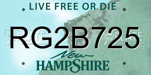 RG2B725 New Hampshire License Plate