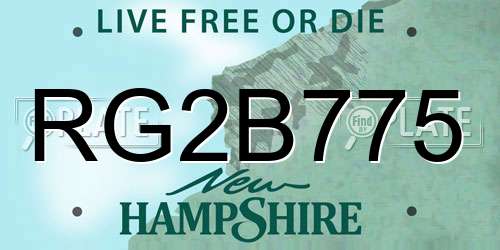 RG2B775 New Hampshire License Plate