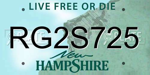 RG2S725 New Hampshire License Plate