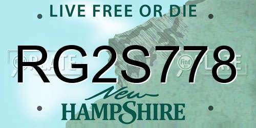 RG2S778 New Hampshire License Plate