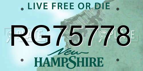 RG75778 New Hampshire License Plate