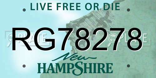 RG78278 New Hampshire License Plate