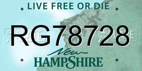 RG78728 New Hampshire License Plate