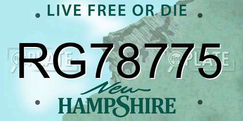 RG78775 New Hampshire License Plate
