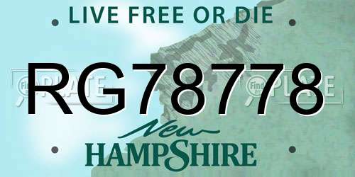 RG78778 New Hampshire License Plate