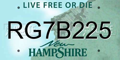 RG7B225 New Hampshire License Plate