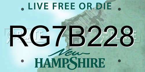 RG7B228 New Hampshire License Plate