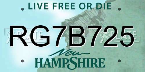 RG7B725 New Hampshire License Plate