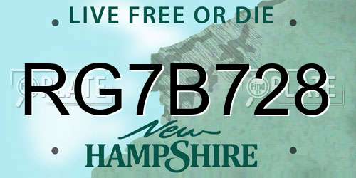 RG7B728 New Hampshire License Plate