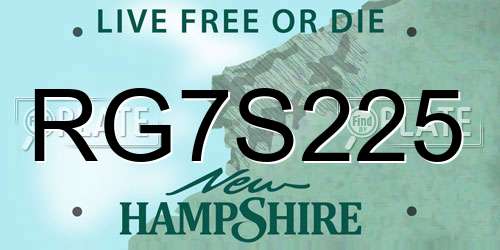 RG7S225 New Hampshire License Plate