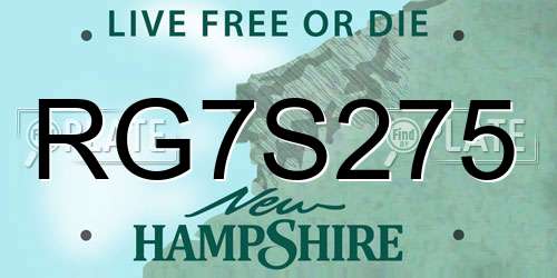 RG7S275 New Hampshire License Plate
