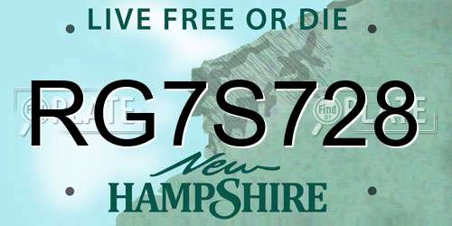 RG7S728 New Hampshire License Plate