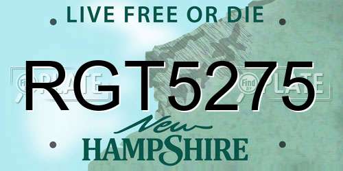 RGT5275 New Hampshire License Plate