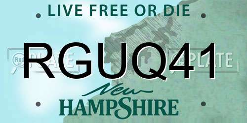 RGUQ41 New Hampshire License Plate