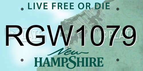 RGW1079 New Hampshire License Plate