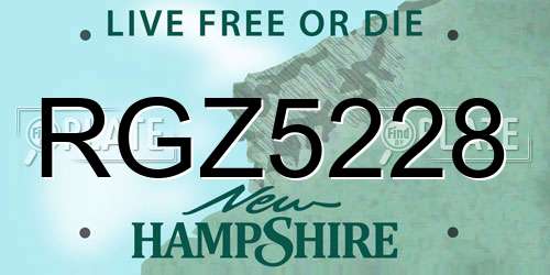 RGZ5228 New Hampshire License Plate