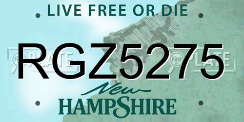 RGZ5275 New Hampshire License Plate
