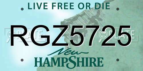 RGZ5725 New Hampshire License Plate