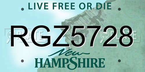 RGZ5728 New Hampshire License Plate