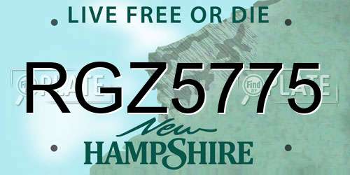 RGZ5775 New Hampshire License Plate
