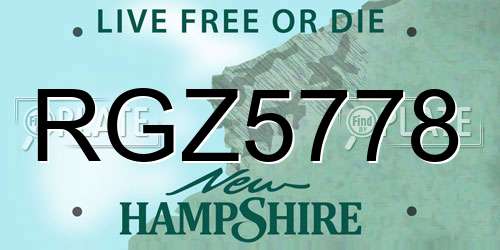 RGZ5778 New Hampshire License Plate