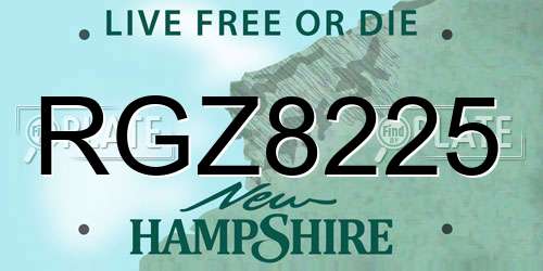 RGZ8225 New Hampshire License Plate
