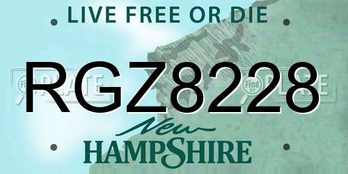 RGZ8228 New Hampshire License Plate