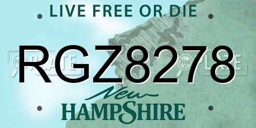 RGZ8278 New Hampshire License Plate