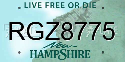 RGZ8775 New Hampshire License Plate
