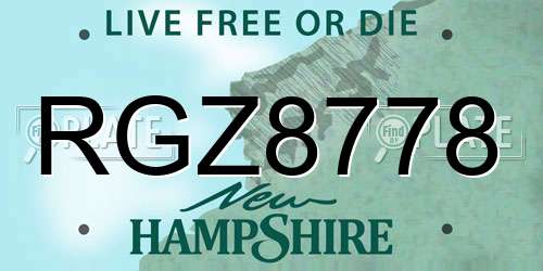 RGZ8778 New Hampshire License Plate