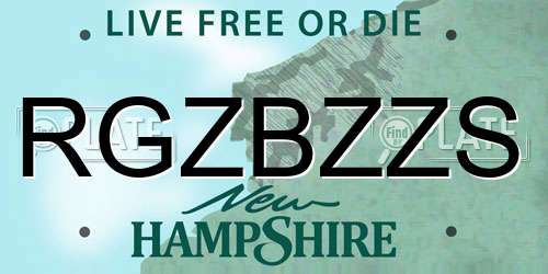 RGZBZZS New Hampshire License Plate