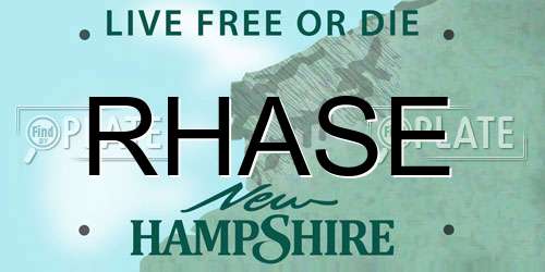 RHASE New Hampshire License Plate