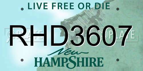 RHD3607 New Hampshire License Plate
