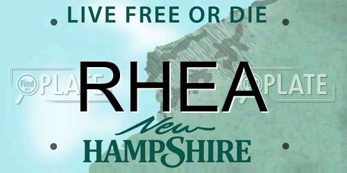 RHEA New Hampshire License Plate