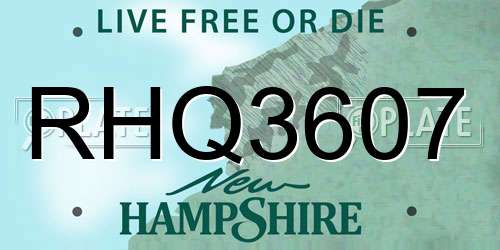 RHQ3607 New Hampshire License Plate