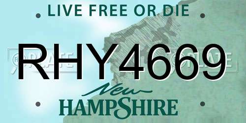 RHY4669 New Hampshire License Plate