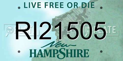 RI21505 New Hampshire License Plate
