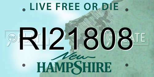RI21808 New Hampshire License Plate