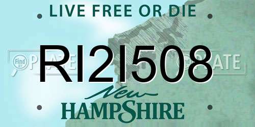 RI2I508 New Hampshire License Plate