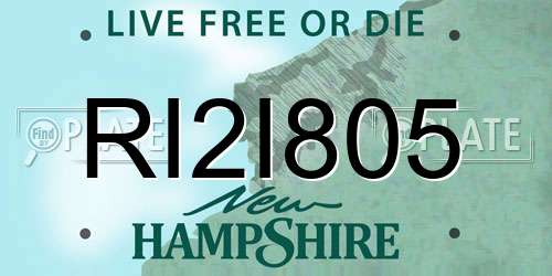 RI2I805 New Hampshire License Plate