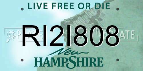 RI2I808 New Hampshire License Plate