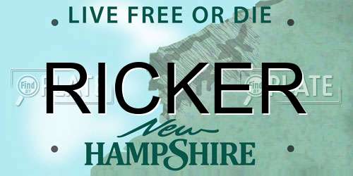 RICKER New Hampshire License Plate