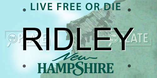 RIDLEY New Hampshire License Plate