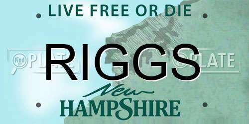 RIGGS New Hampshire License Plate