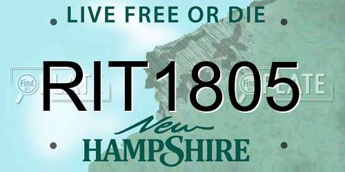 RIT1805 New Hampshire License Plate