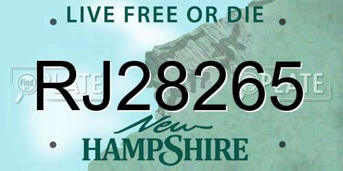 RJ28265 New Hampshire License Plate