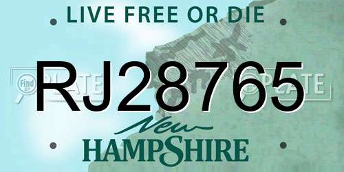 RJ28765 New Hampshire License Plate