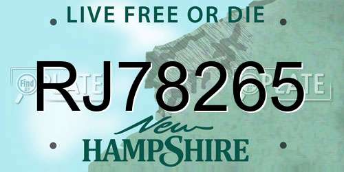 RJ78265 New Hampshire License Plate