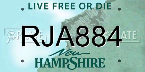 RJA884 New Hampshire License Plate